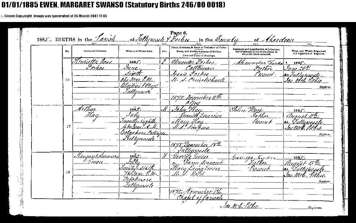 The George Alexander Ewen/Mary Laing Reid family